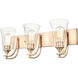 Natalie 3 Light 24 inch Modern Gold Vanity Light Wall Light